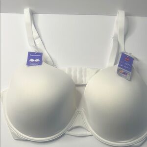 Hanes White Full-Coverage Bra with Adjustable Straps